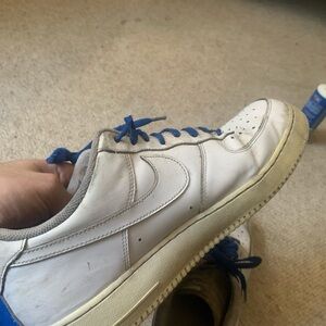 Air Force ones with blue laces